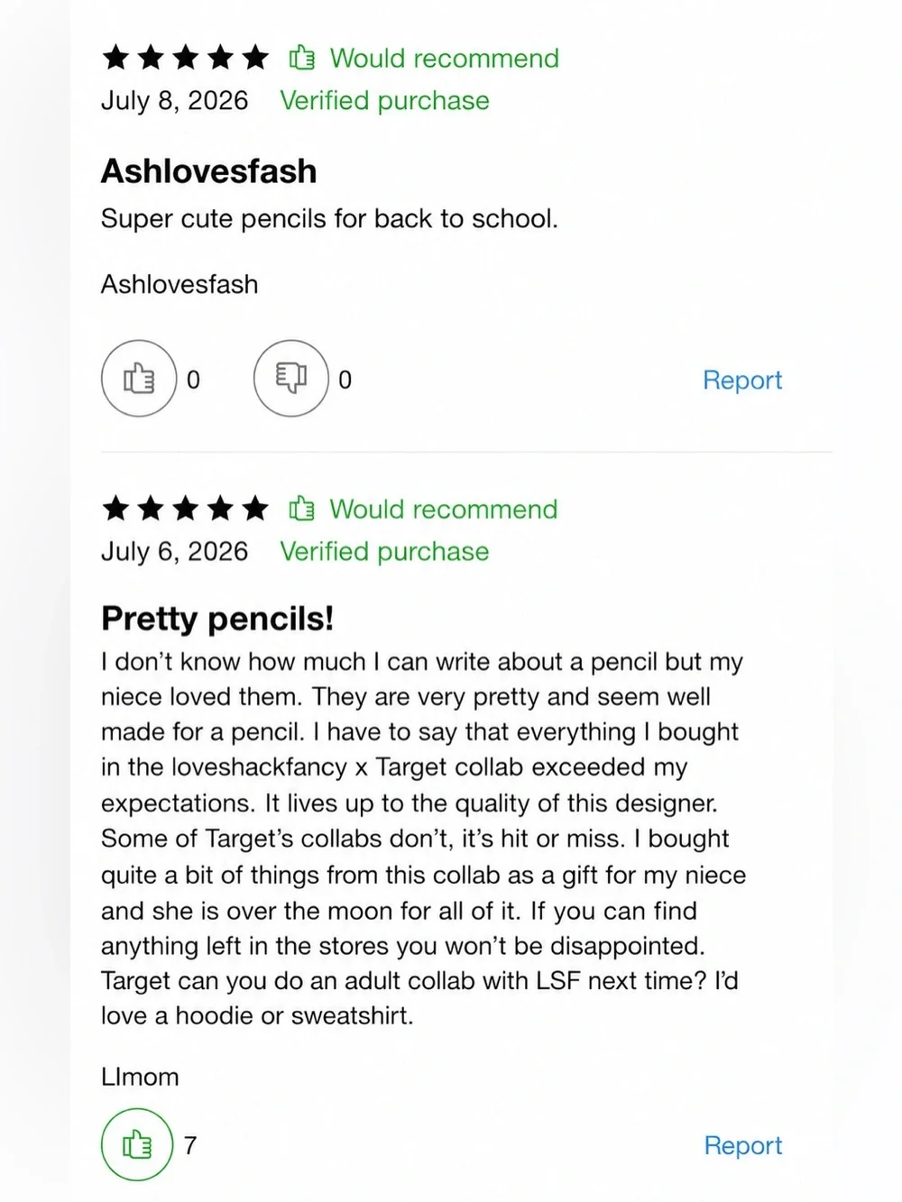 LOVESHACKFANCY PENCILS